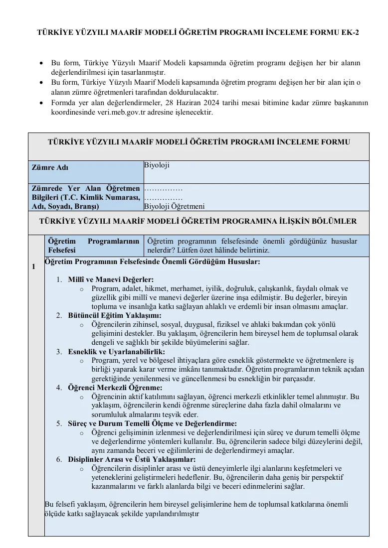 Maarif Modeli İnceleme Formu Ek-2 — ilk sayfa önizlemesi